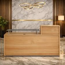Glass top reception desk with counter light