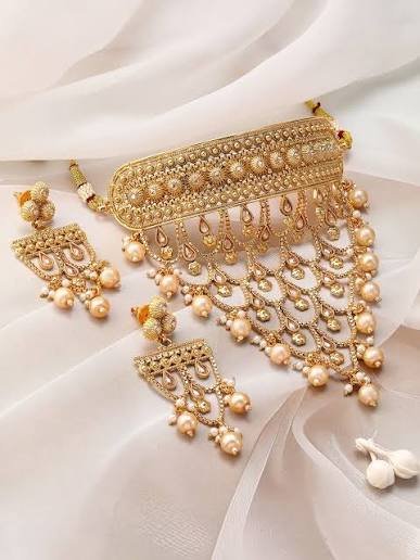 22k gold plated bridal choker neckless set