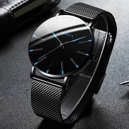 Curren men minimalist ultra thin quataz mesh watch